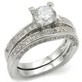 Rhodium Brass Ring with AAA Grade CZ  in Clear Size 10