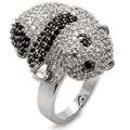 Rhodium + Ruthenium Brass Ring with AAA Grade CZ in Black Diamond