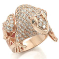 Rose Gold Brass Ring with AAA Grade CZ  in Jet Size 9