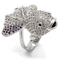 Rhodium Brass Ring with AAA Grade CZ in Multi Color Size 7