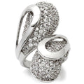 0W118 - Rhodium Brass Ring with AAA Grade CZ  in Clear Size 7