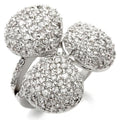 0W145 - Rhodium Brass Ring with AAA Grade CZ in Clear Size 7
