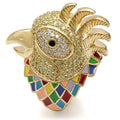 Gold Brass Ring with AAA Grade CZ in Multi Color Size 7