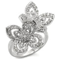 Rhodium Brass Ring with AAA Grade CZ in Clear Size 9