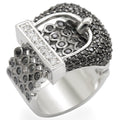 Rhodium + Ruthenium Brass Ring with AAA Grade CZ in Black Diamond Size 6
