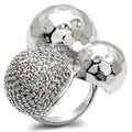 0W121 - Rhodium Brass Ring with AAA Grade CZ in Clear Size 7