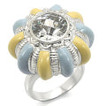 Rhodium Brass Ring with AAA Grade CZ  in Clear Size 7