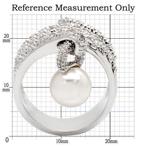 0W031 - Rhodium Brass Ring with AAA Grade CZ  in Clear - Size 5
