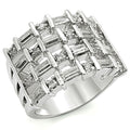 Rhodium Brass Ring with AAA Grade CZ  in Clear Size 10