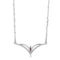 High polished Stainless Steel Chain Pendant with AAA Grade CZ in Light Rose 20"