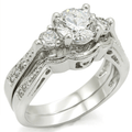 Rhodium Brass Ring with AAA Grade CZ in Clear Size 5