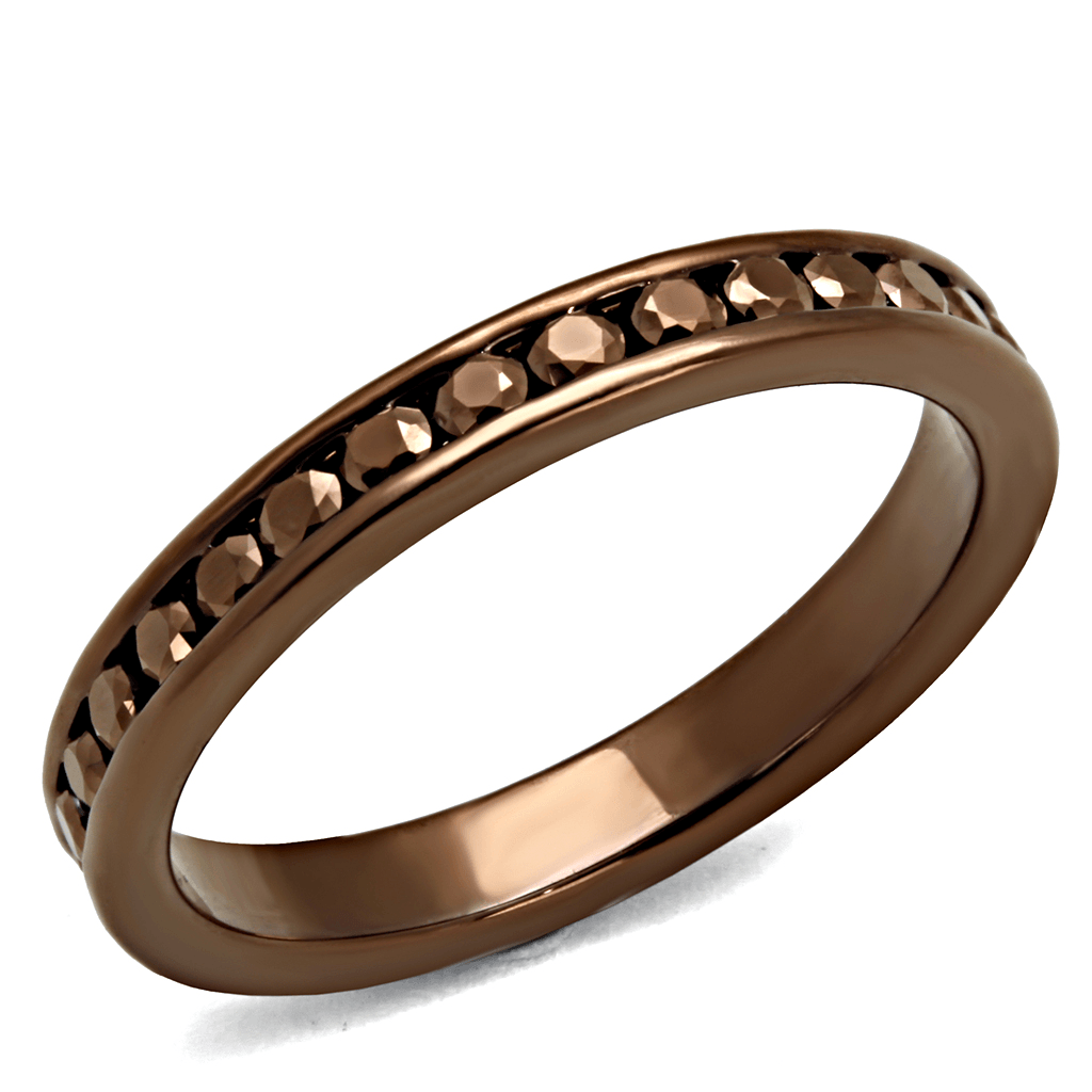 Coffee light Brass Ring with AAA Grade CZ in Brown