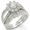 Rhodium Brass Ring with AAA Grade CZ in Clear Size 6