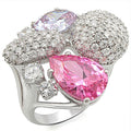 Rhodium Brass Ring with AAA Grade CZ in Multi Color Size 5