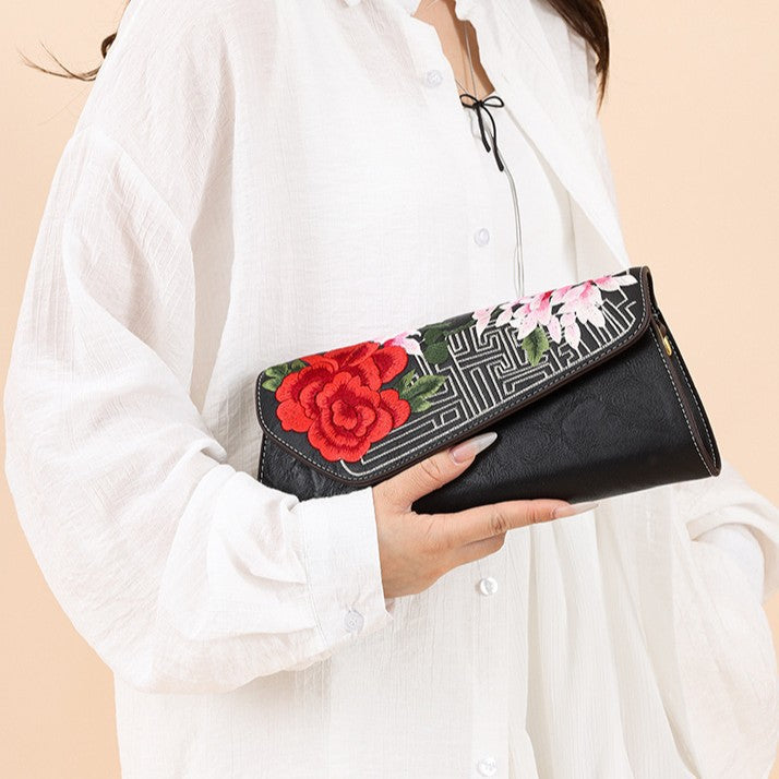 Chinese Floral Embroidered Shoulder Bag | Elegant Women's Handbag