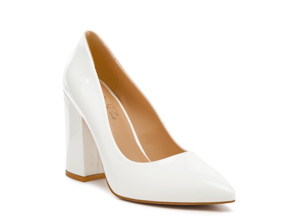 Kamira Patent Block Heeled Pumps