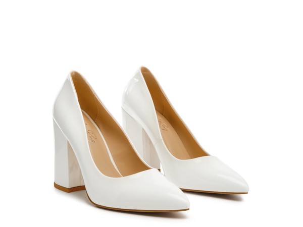 Kamira Patent Block Heeled Pumps