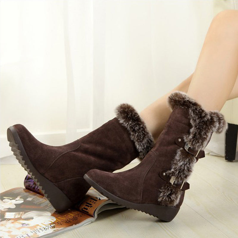 Women's Slip-On Fur Snow Boots | Warm Mid-Calf Winter Boots