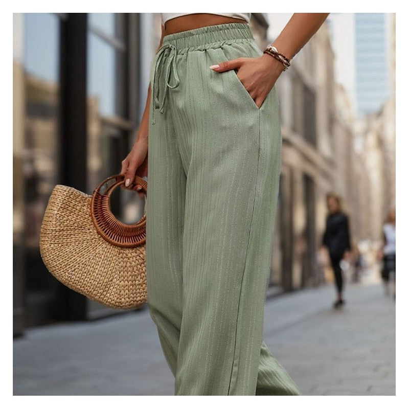 Solid Color High Waist Wide Leg Leisure Pants