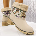 Women's Embroidered Snow Boots | Ethnic Floral Platform Square Heel Mid-Calf Winter Boots