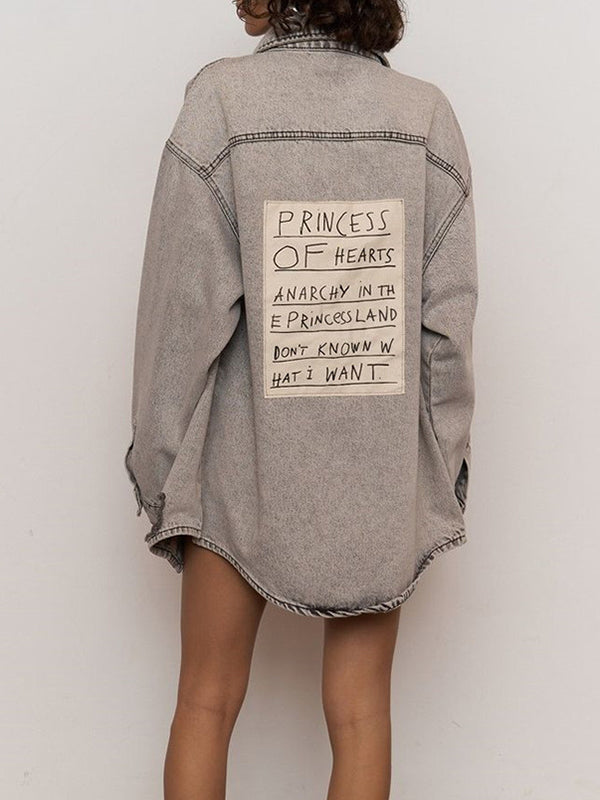 Long Sleeves Loose Buttoned Hollow Pockets Split-Joint Lapel Jackets