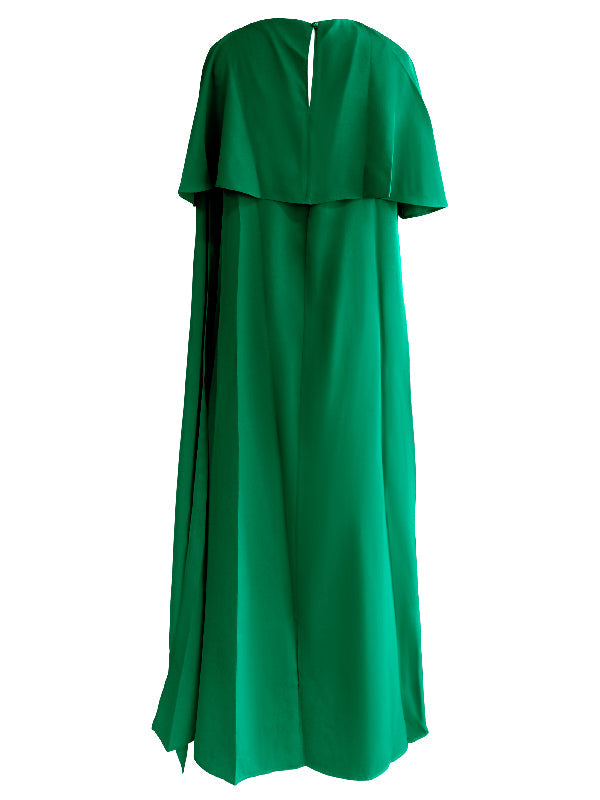 Flowy Solid Color Maxi Dress with an Asymmetric Hem