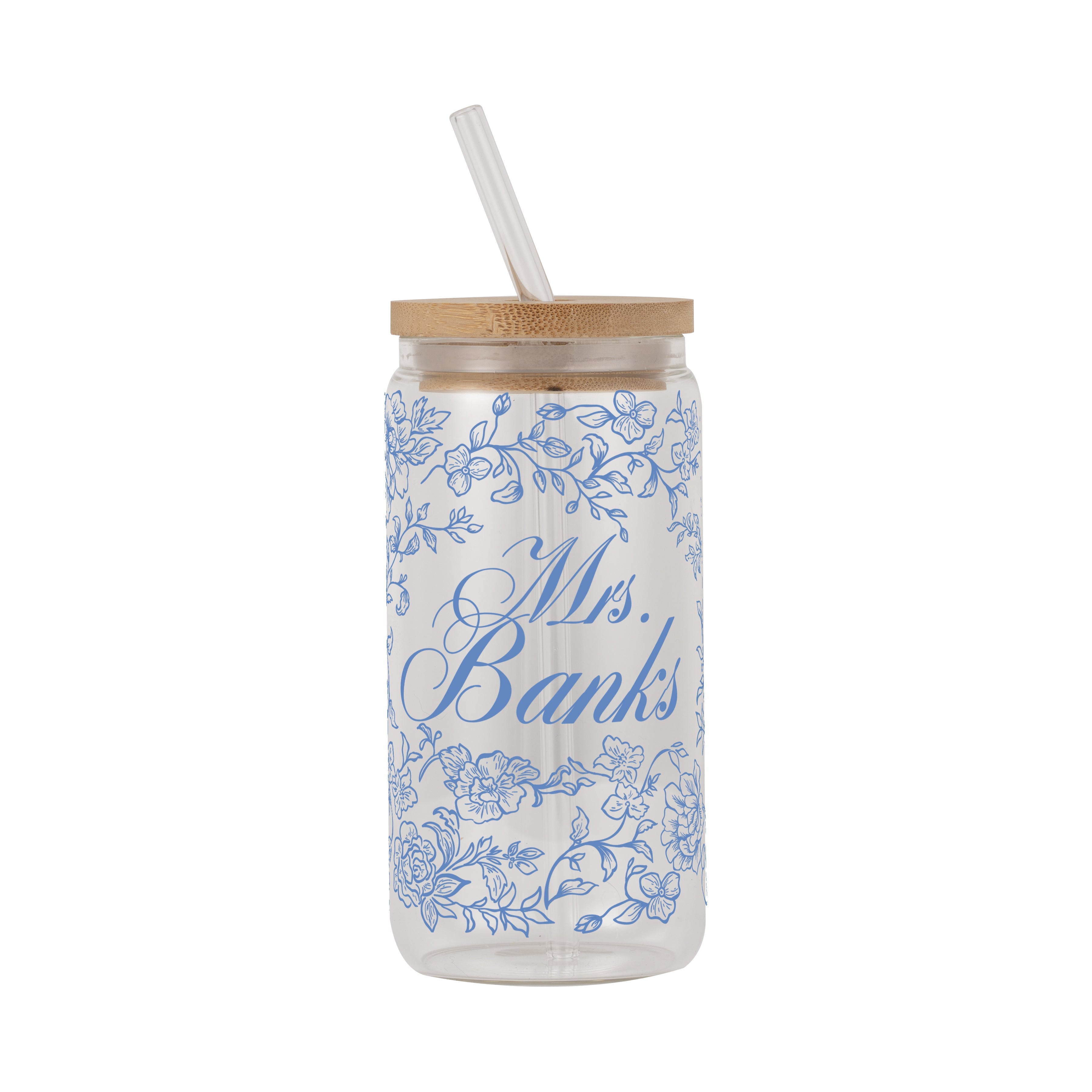 Mrs Chinoiserie Bridal Cup With Lid & Straw Non Personalized or Personalized
