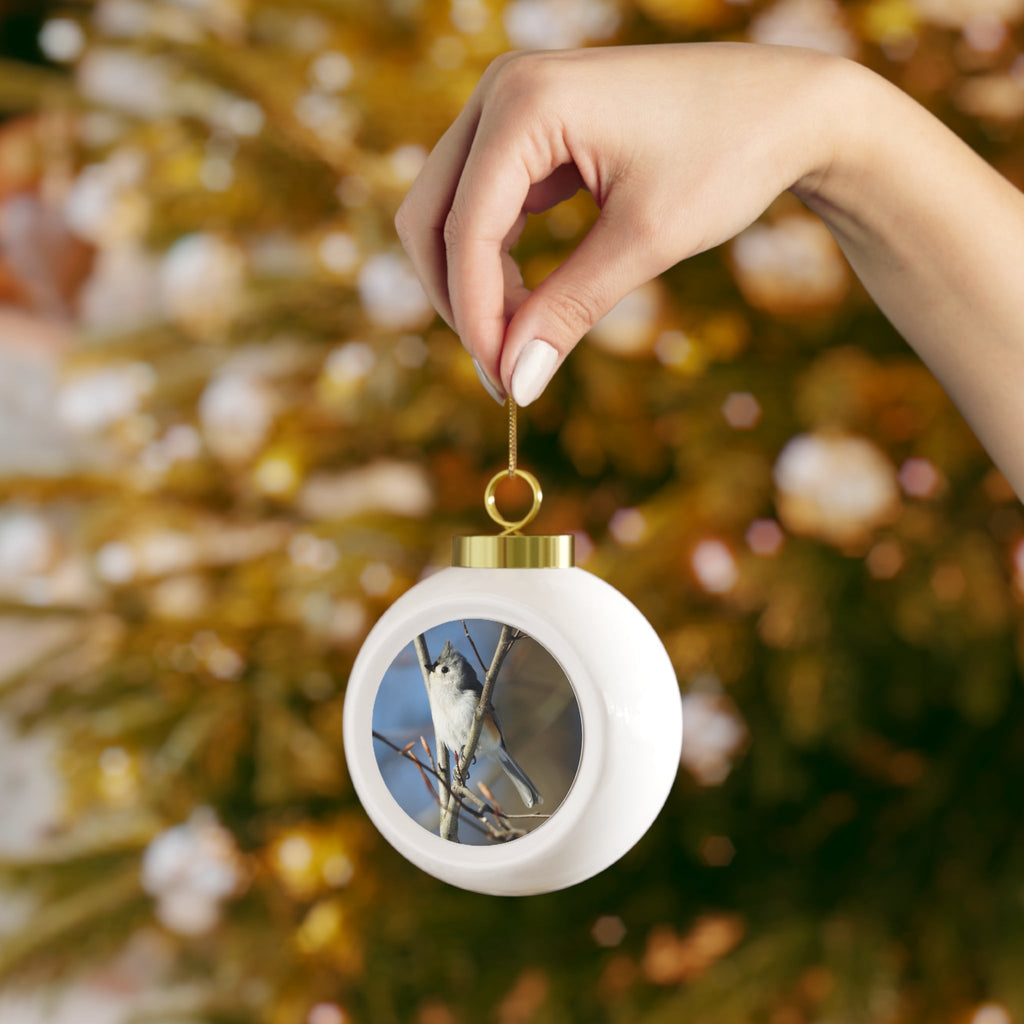 Tufted Titmouse - Christmas Ball Ornament