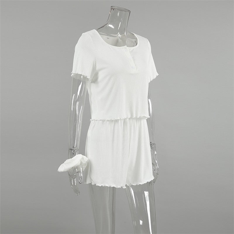 Solid Color Tank Top and Shorts Lounge Set