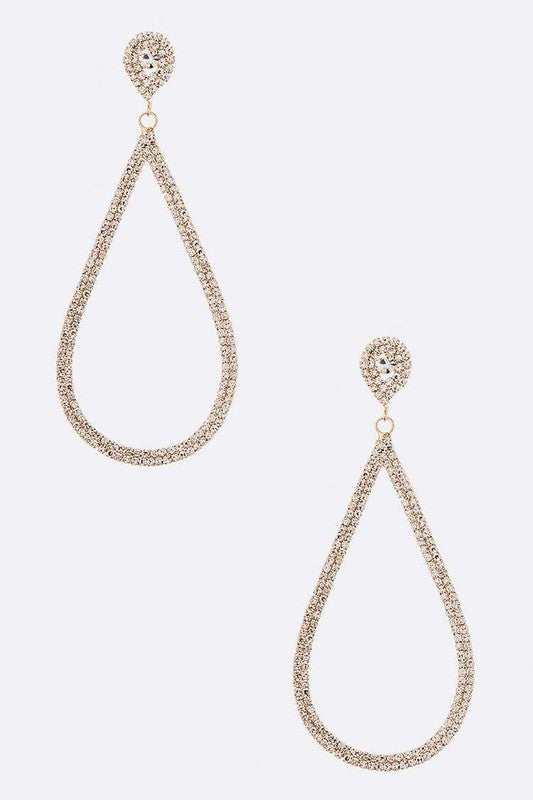 Statement Oversize Teardrop Rhinestone Earrings Stylish Chic Jewelry