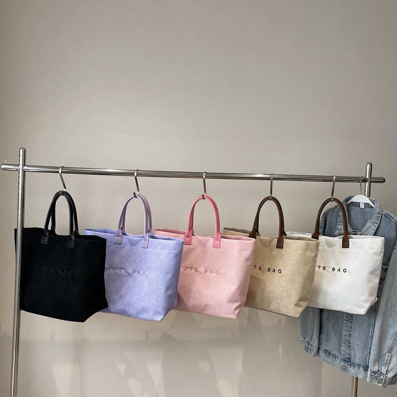 Retro Lettered Casual Tote Bag for Women - Horizontal Rectangle Handbag