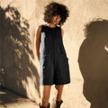 Sleeveless Solid Color Crewneck Loose Fit Casual Romper