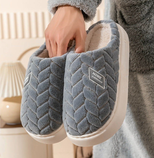 Winter Plush Slippers | Non-Slip Thick Sole Fleece House Shoes for Women & Men