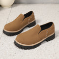 Women's Rivet Slip-On Chunky Heel Casual Shoes – PU Leather Low-Top British Style