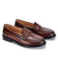 Men's British-Style Vintage Slip-On Loafers – Genuine Cowhide Leather, Round Toe, Low Wedge Heel