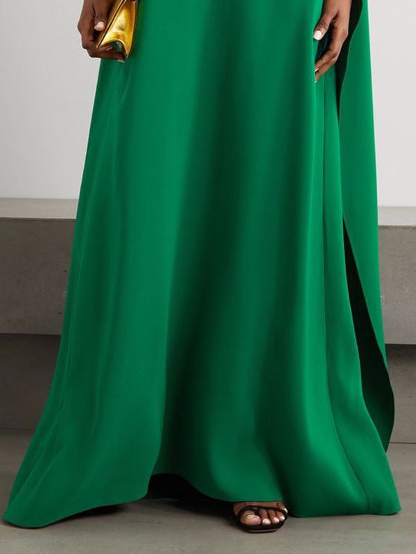 Flowy Solid Color Maxi Dress with an Asymmetric Hem