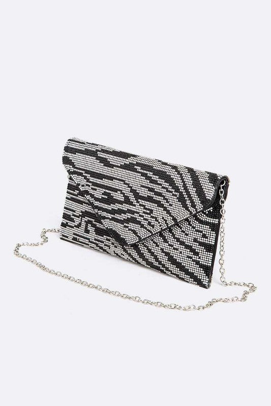 Convertible Clutch Rhinestone Animal Print Stylish Fashion Handbag