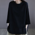 Solid Color Slim Fit Cotton 7/8 Sleeve T-Shirt