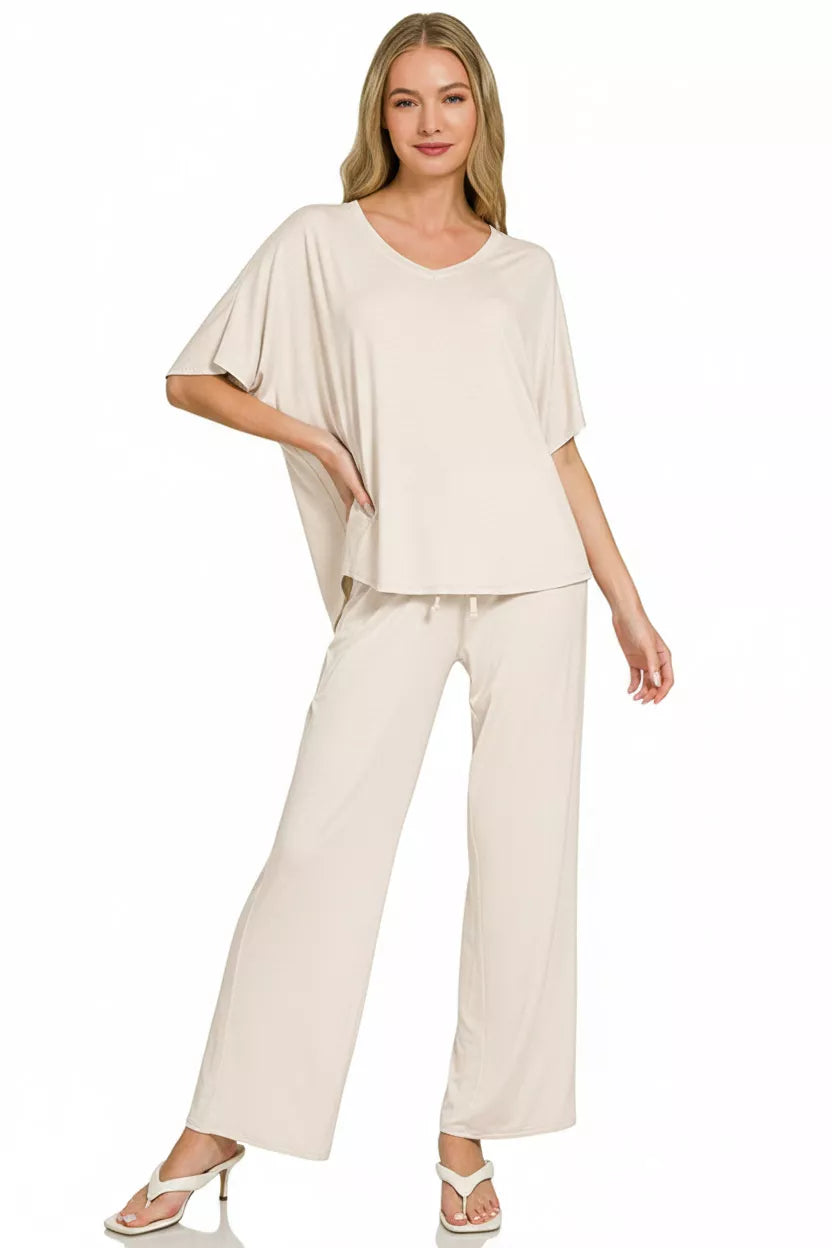 V-Neck Oversized Top & Pants Set