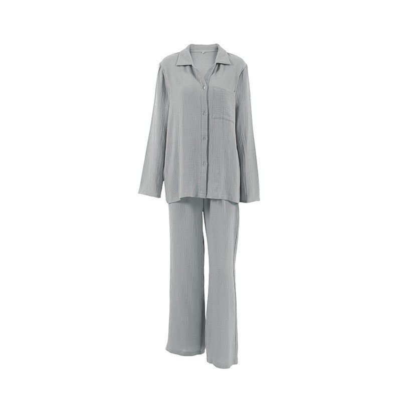 Casual Loose Long Sleeve Lapel Single Breasted Two-Piece Suit Set