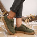 Women's Suede Casual Sneakers - Comfortable Lace-Up Sports Shoes