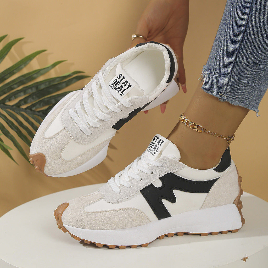 Women's Chunky Platform Sneakers - Casual Lace-Up Shoes