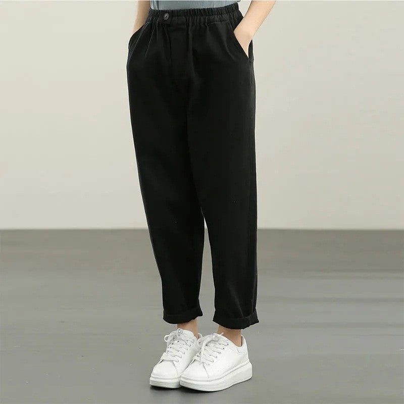 Relaxed Fit Monochrome Cropped Harem Trousers