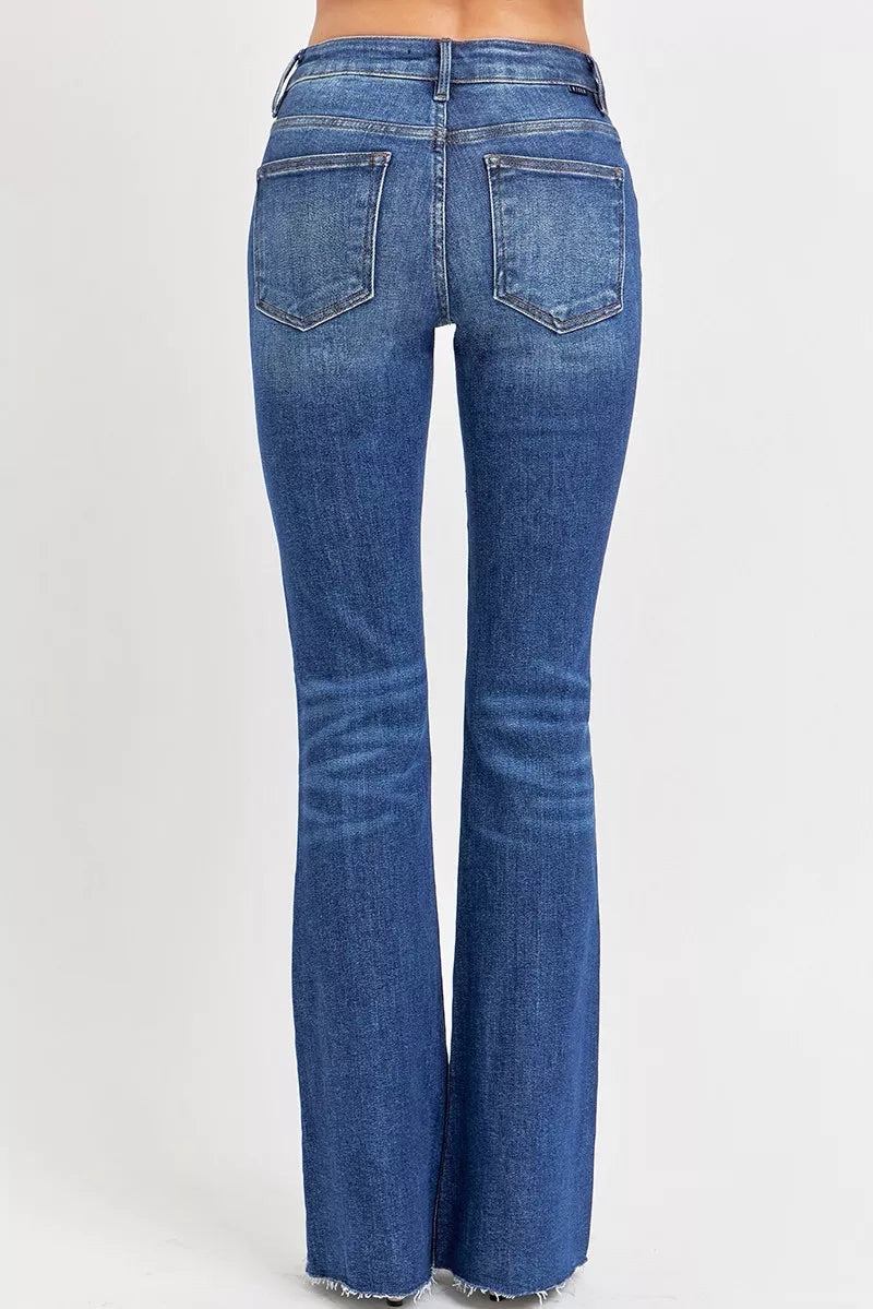 Full Size Distressed Mid Rise Flare Jeans Plus Size