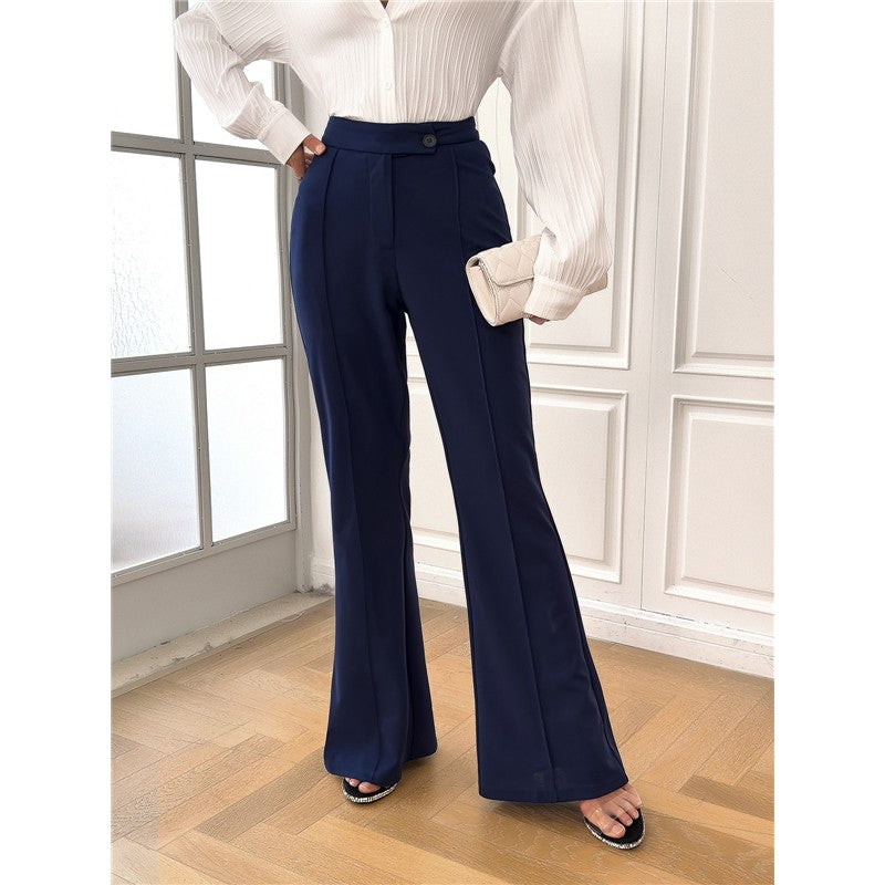 Elegant Solid Color Bell Bottom Trousers