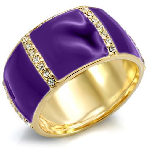 Gold Brass Ring with Top Grade Crystal in Clear