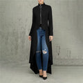 Solid Color Long Sleeve Half Turtleneck Zipper Irregular Outerwear