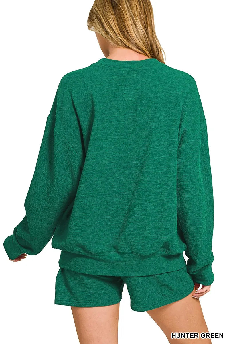 Slub Long Sleeve Top and Shorts Set