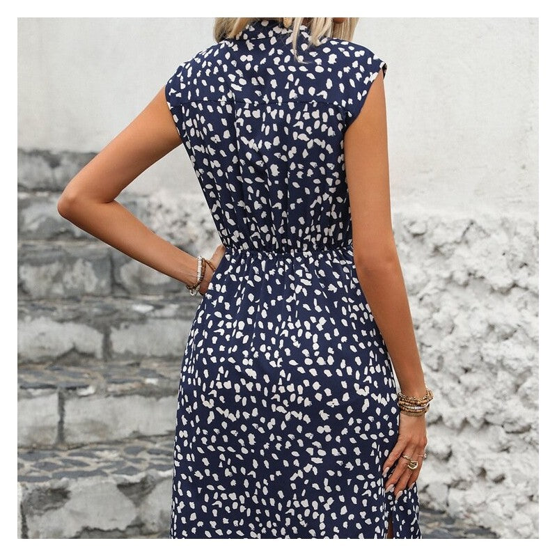 Stylish Leopard Print Sleeveless Dress with Waist Cinching