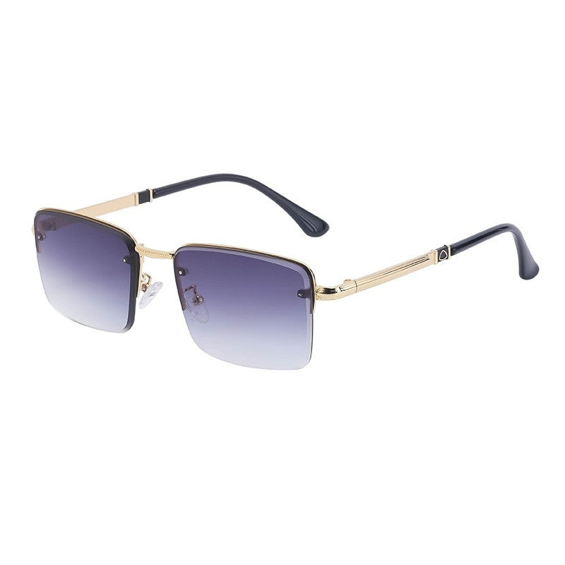 Fashion Half-Frame Diamond Cut Edge Sunglasses